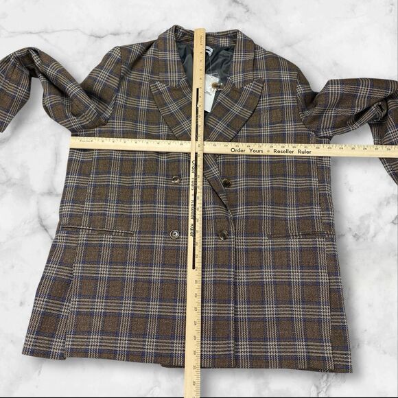 Urban Outfitters Brown Plaid Blazer Womens Size X-Large MSRP: $129 - Picture 4 of 16